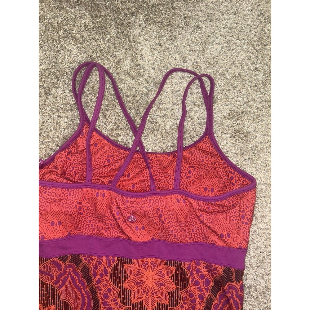 Prana Womens Dress Red Pink‎ Athletic Strappy Bodycon Boho Built In Bra Midi L - Picture 4 of 8
